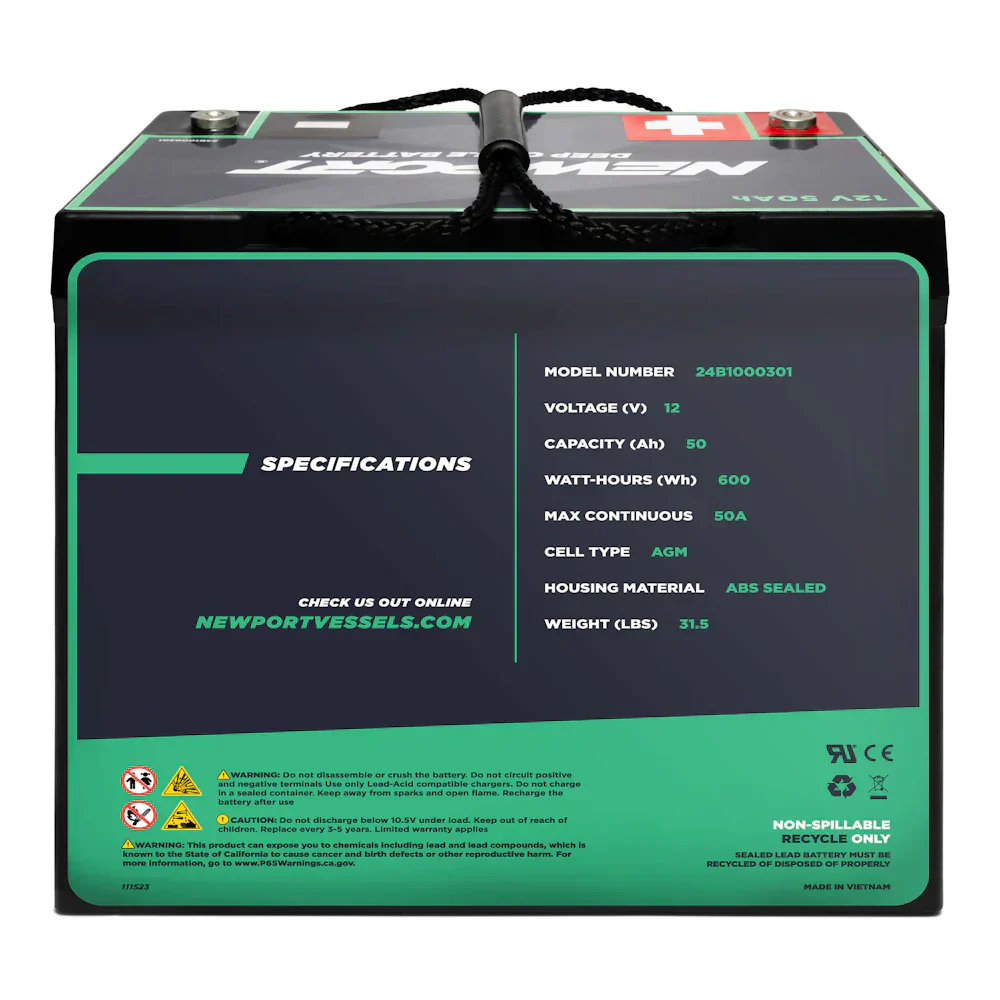 12V 50Ah Deep Cycle Marine Battery - Image 3